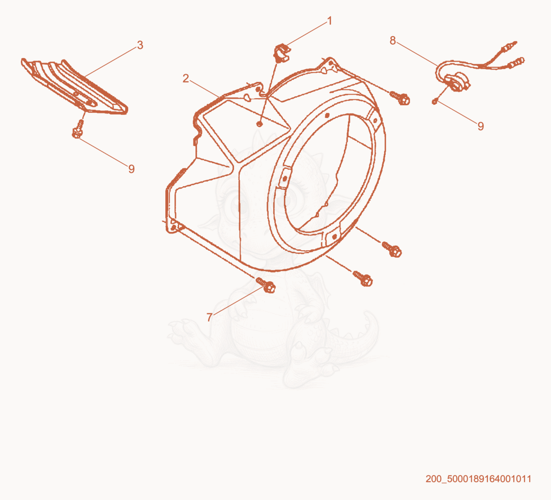 Exploded parts diagram of the Blower Housing of a Wacker Neuson PT3A, with numbered balloons