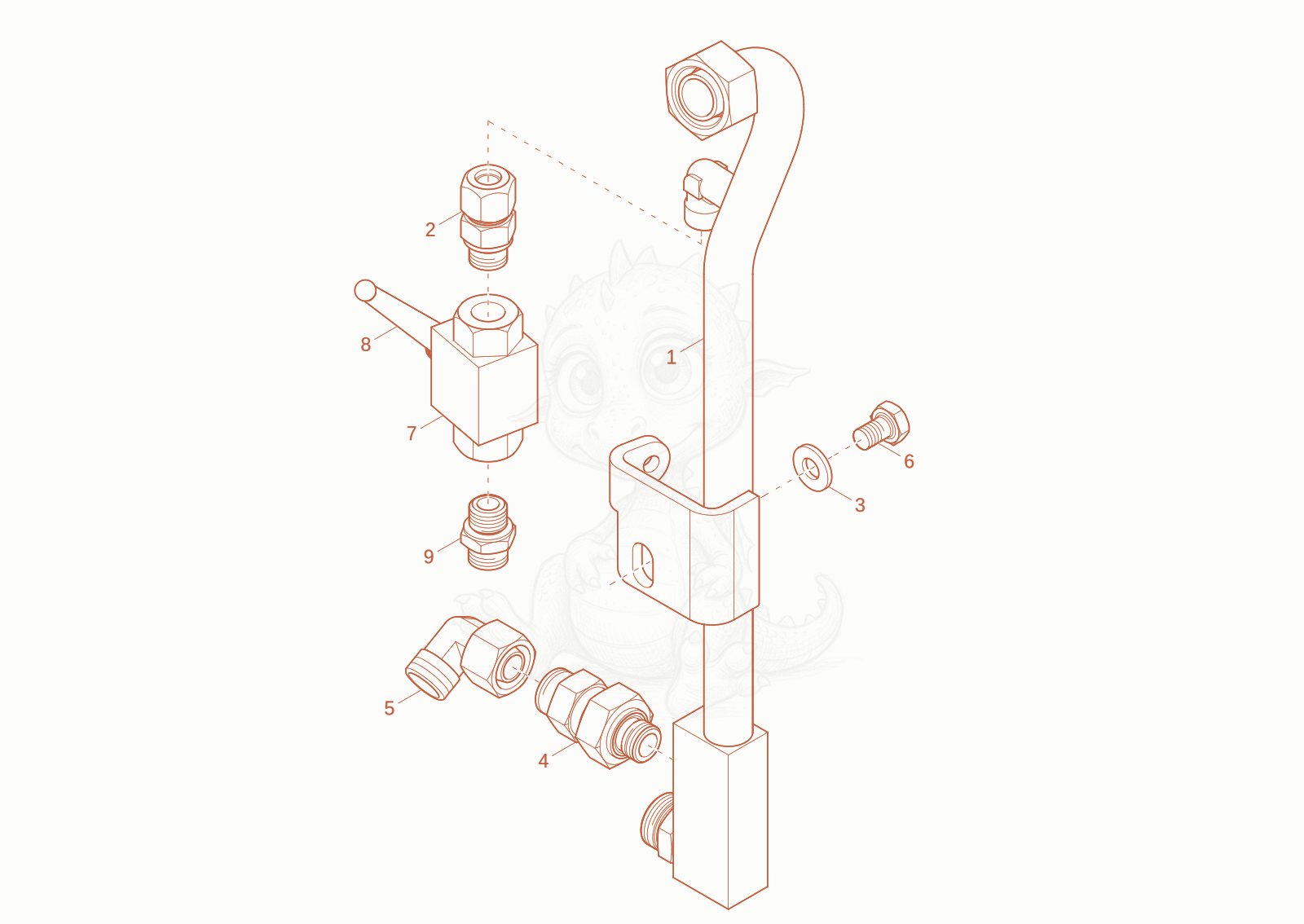 Exploded parts diagram of the manifold of a Wacker Neuson EZ17-2, with numbered balloons