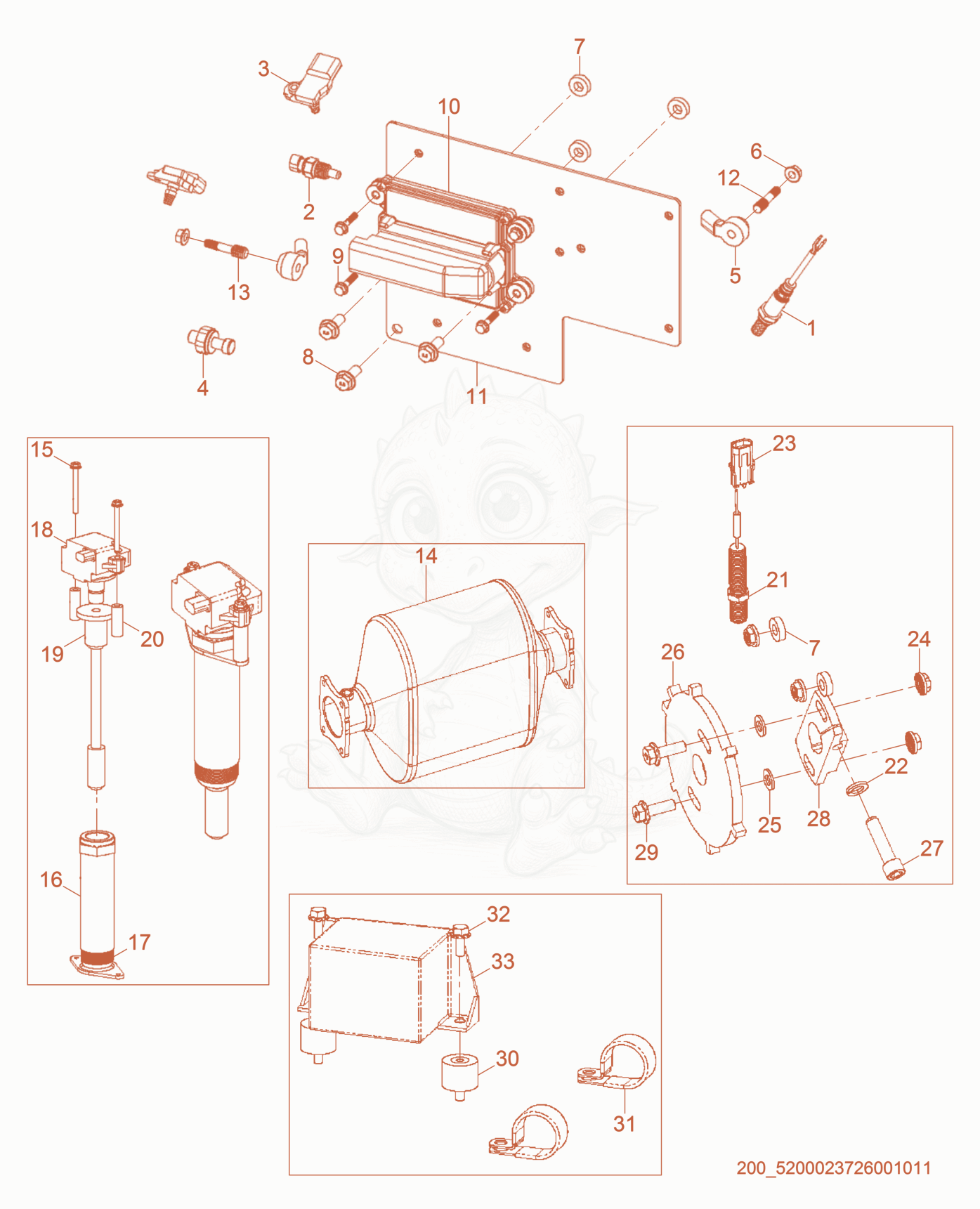 Exploded parts diagram of the Harness cpl. of a Wacker Neuson GN165, with numbered balloons