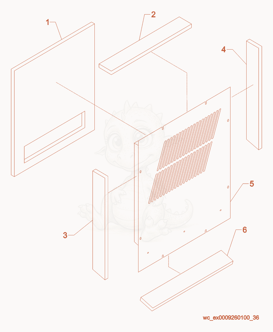 Exploded parts diagram of the Rear Panel cpl. of a Wacker Neuson G85, with numbered balloons
