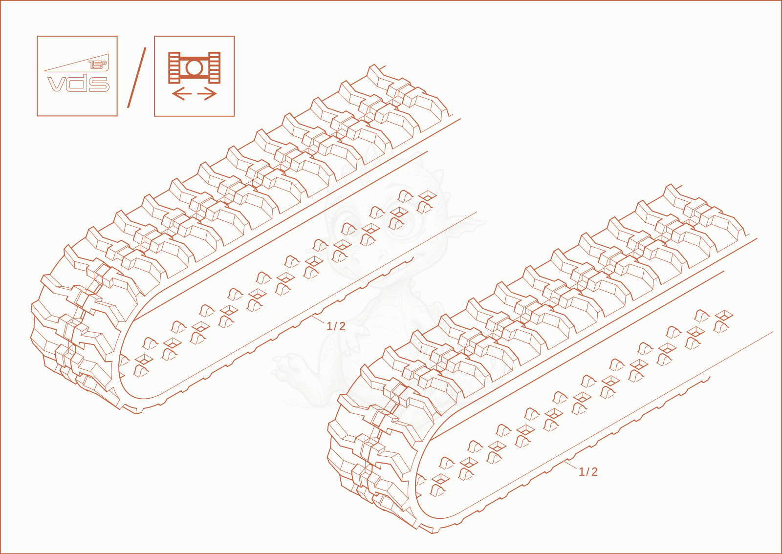 Exploded parts diagram of the RUBBER TRACK (OPTION) of a Wacker Neuson ET18, with numbered balloons