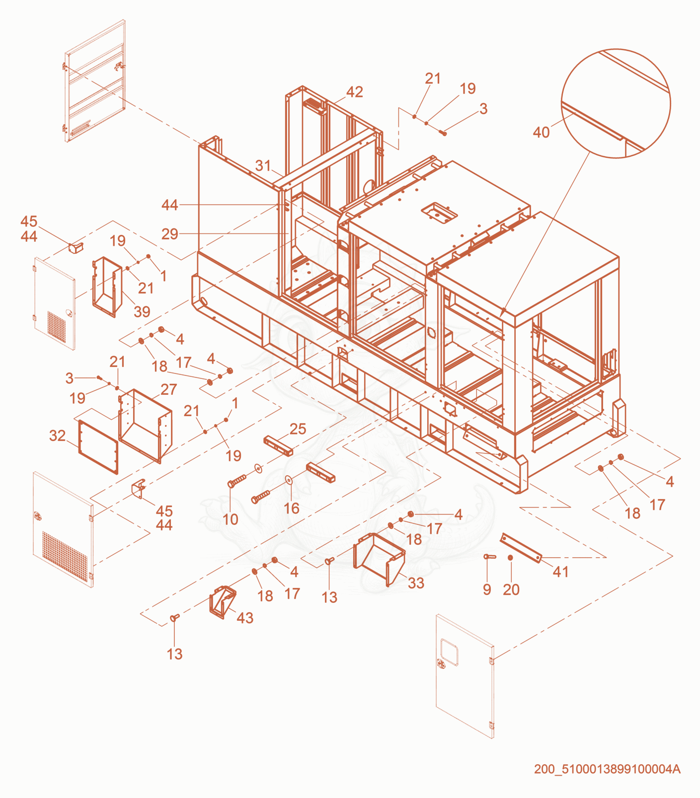 Exploded parts diagram of the Sheet Metal Assembly of a Wacker Neuson G625, with numbered balloons