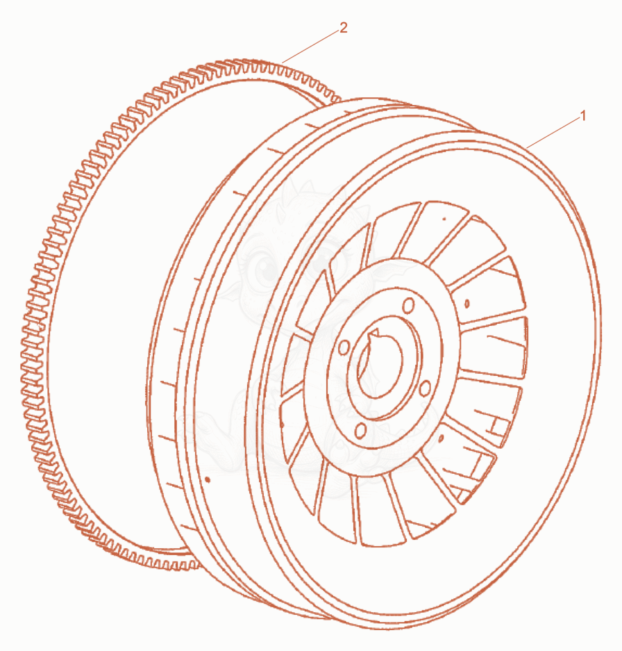 Despiece del Fly Wheel de una máquina Wacker Neuson DPU7060FET, con globos numerados