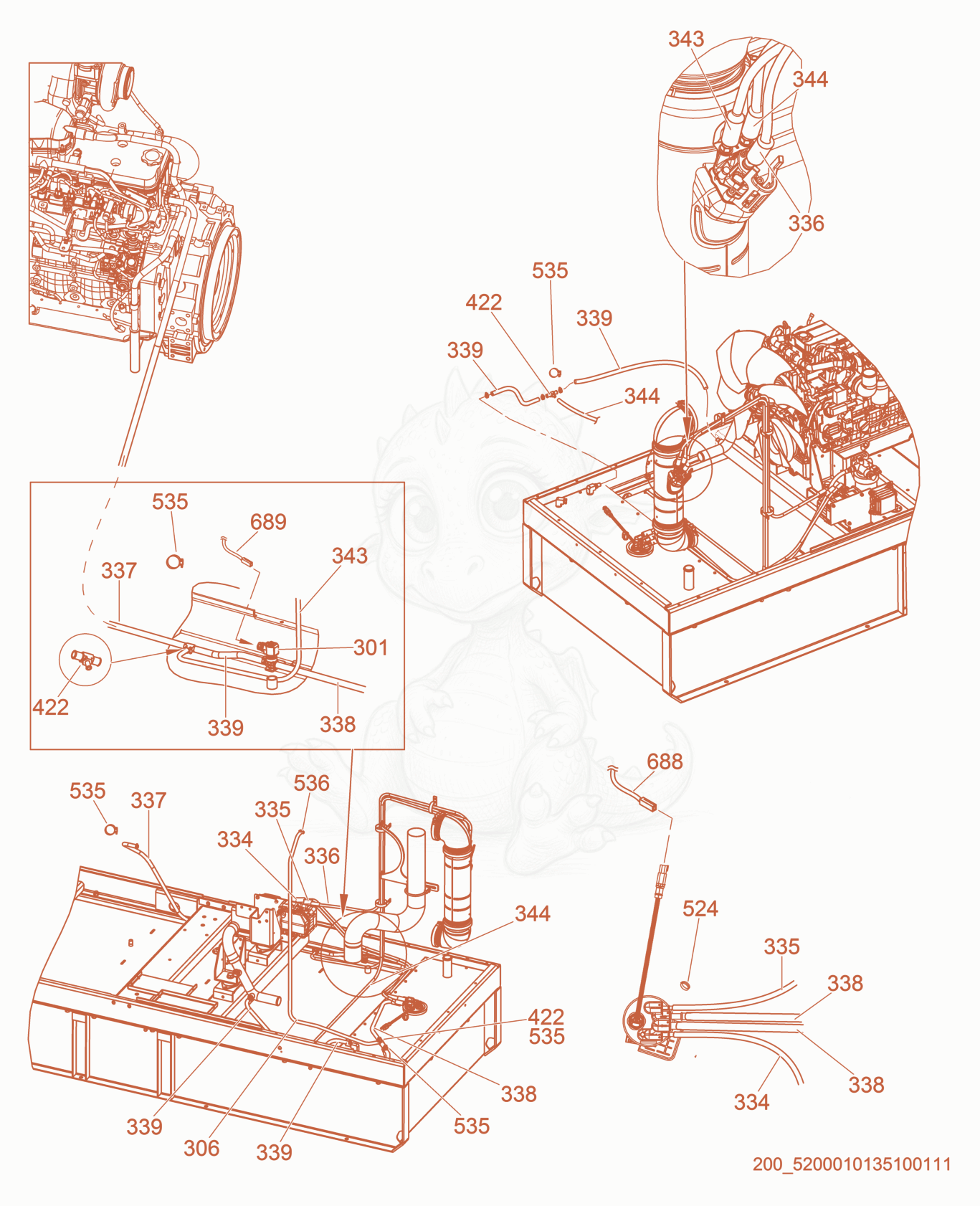 Exploded parts diagram of the Diesel Exhaust Fluid System of a Wacker Neuson G180, with numbered balloons