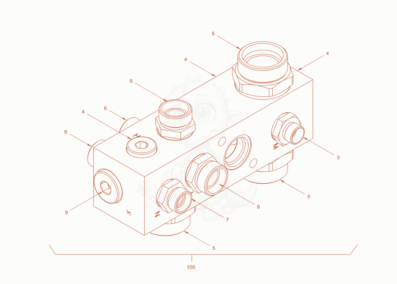 Exploded parts diagram of the hydraulic oil tank of a Wacker Neuson RC110CAB, with numbered balloons