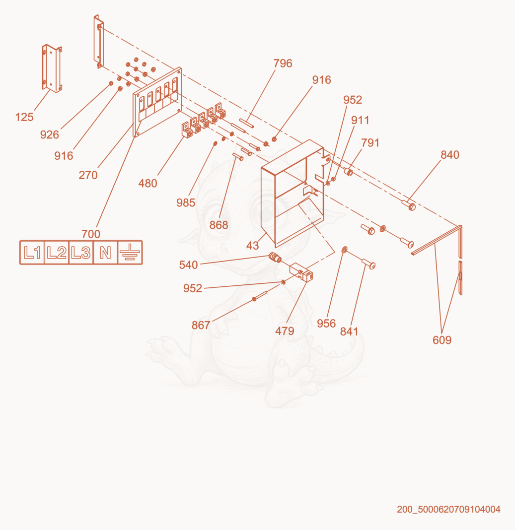 Exploded parts diagram of the Control Box/Lug Box cpl. of a Wacker Neuson G25, with numbered balloons