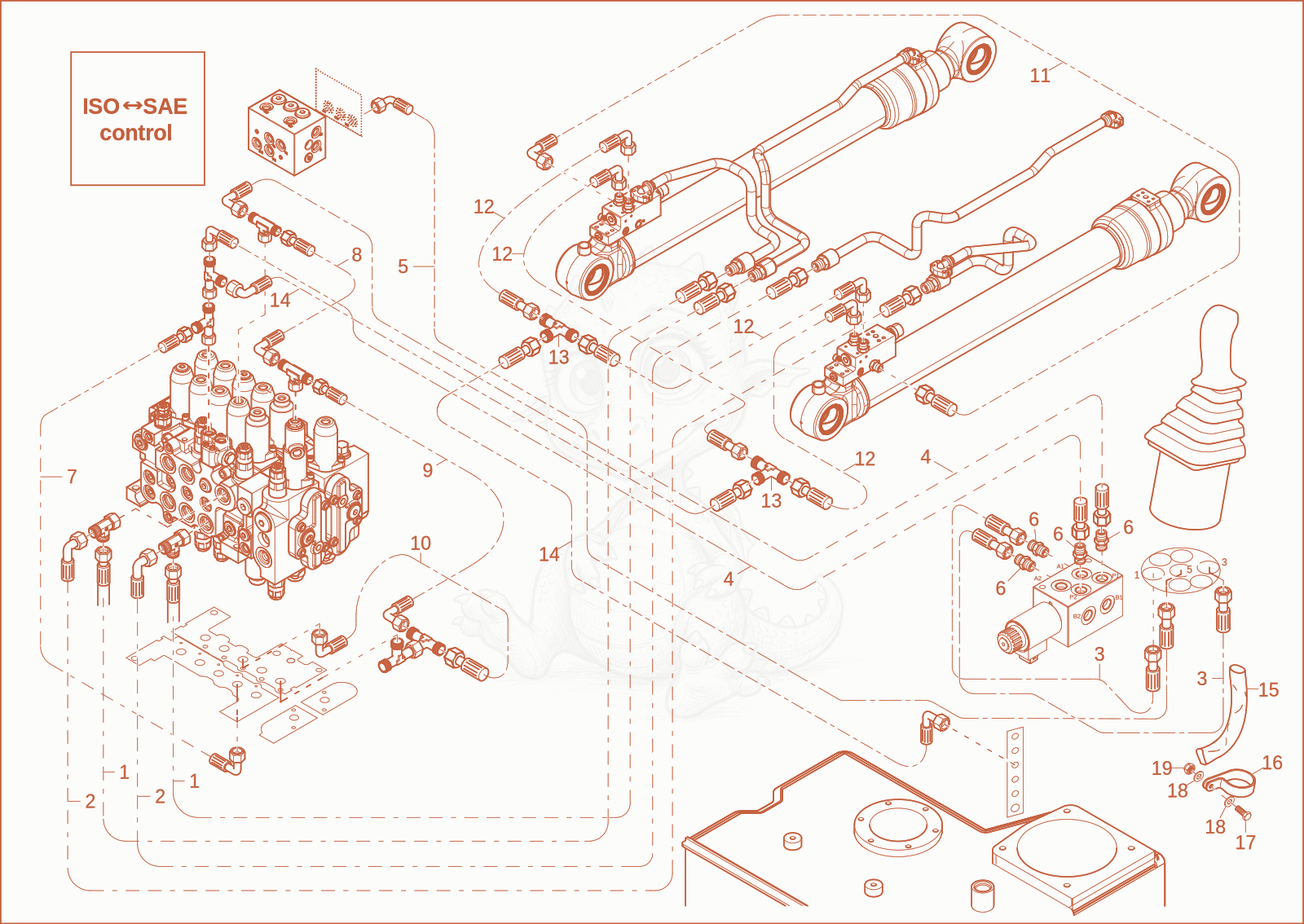 Exploded parts diagram of the LIFTING BOOM OPERATION (Option) of a Wacker Neuson ET145, with numbered balloons