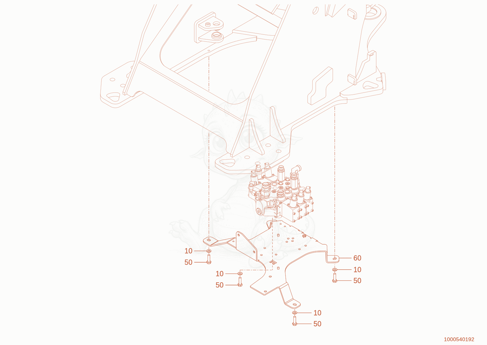 Exploded parts diagram of the bracket valve of a Wacker Neuson WL950(A05-01), with numbered balloons
