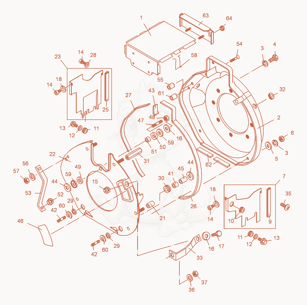 Exploded parts diagram of the Air Ducting of a Wacker Neuson DPU3070H, with numbered balloons