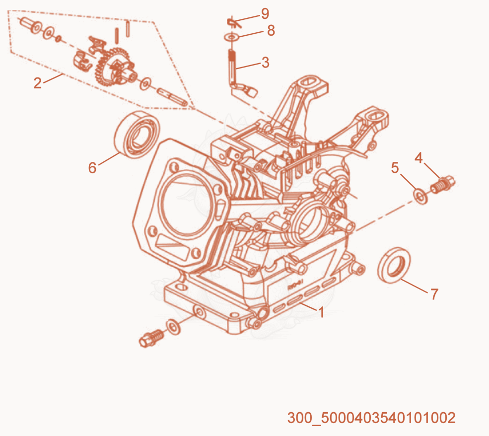 Exploded parts diagram of the Crankcase of a Wacker Neuson MP15, with numbered balloons