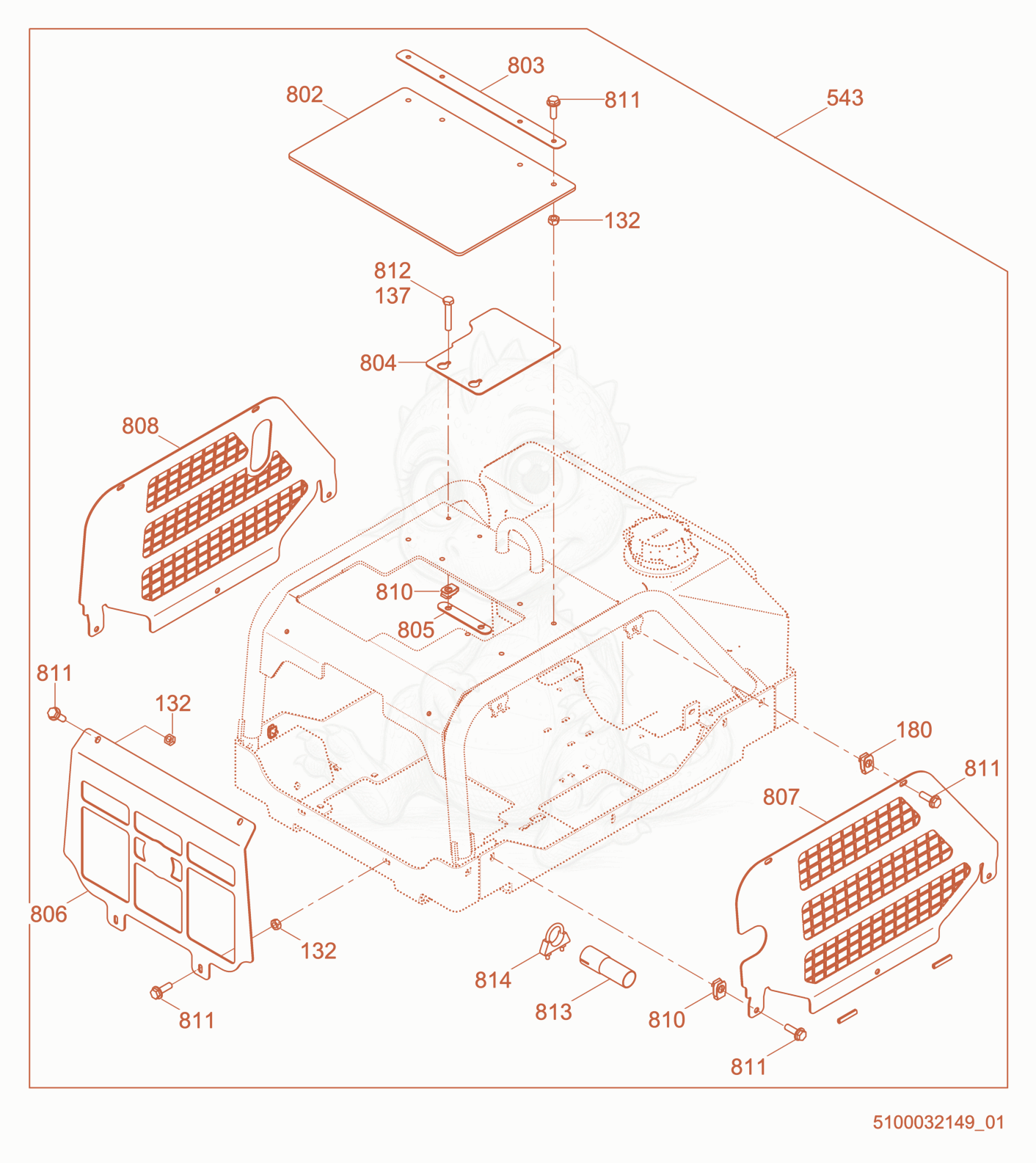 Exploded parts diagram of the Protection Kit of a Wacker Neuson RD7YE, with numbered balloons