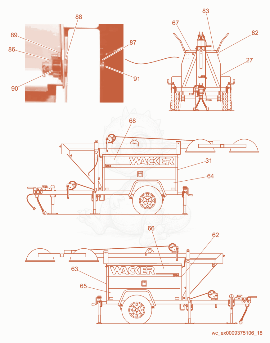 Exploded parts diagram of the Covers of a Wacker Neuson LTC4L, with numbered balloons