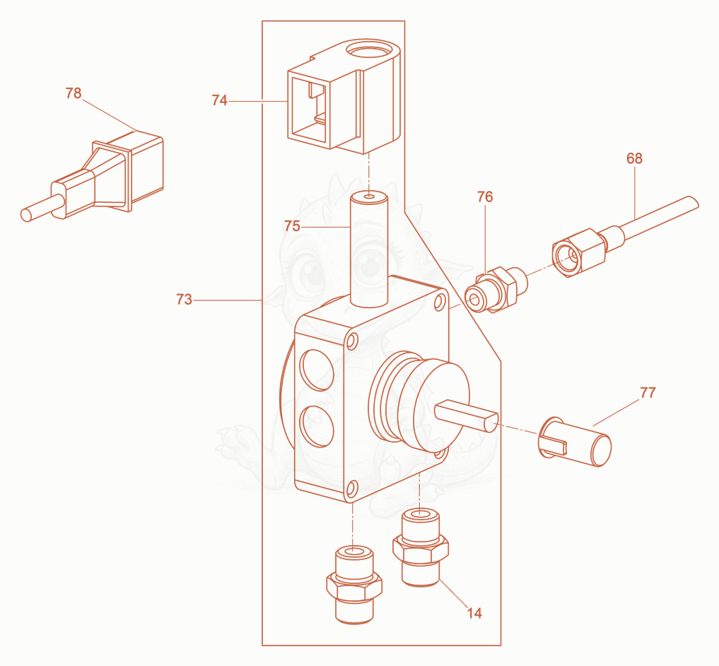 Exploded parts diagram of the Pump assembly of a Wacker Neuson HD69, with numbered balloons