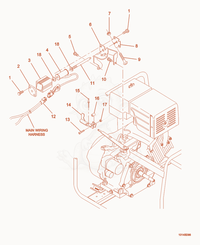 Exploded parts diagram of the Engine Auto Idle cpl. of a Wacker Neuson G3.7A, with numbered balloons