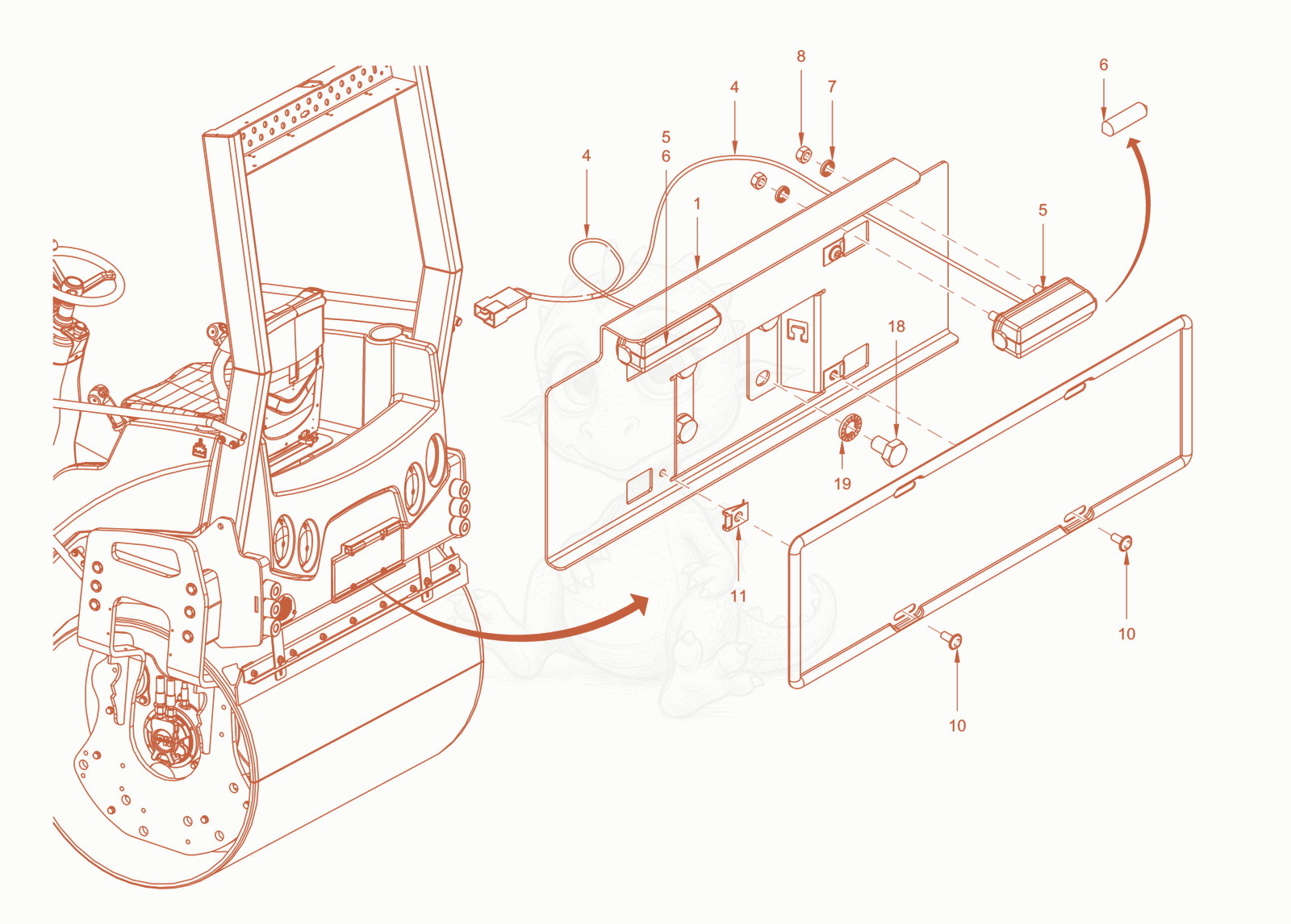 Exploded parts diagram of the homologation brazil of a Wacker Neuson RD40-130CDPF, with numbered balloons