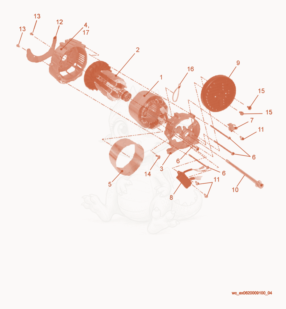 Exploded parts diagram of the Generator Front of a Wacker Neuson GP2500A, with numbered balloons
