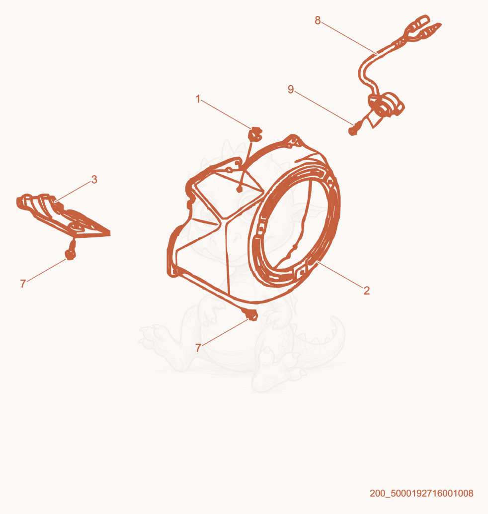 Exploded parts diagram of the Blower Housing of a Wacker Neuson CT48-8AEU, with numbered balloons