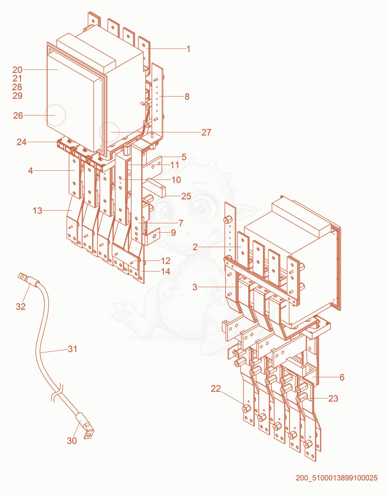 Exploded parts diagram of the Circuit Breaker cpl. of a Wacker Neuson G625, with numbered balloons