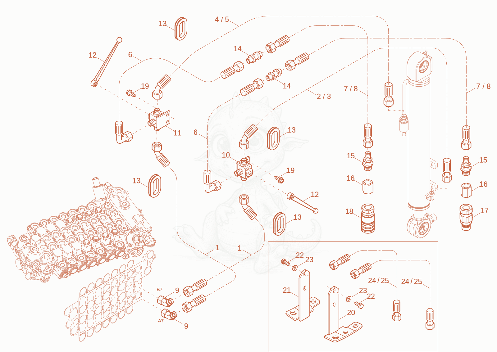 Exploded parts diagram of the grippermounting (OPTION) of a Wacker Neuson ET18-2, with numbered balloons