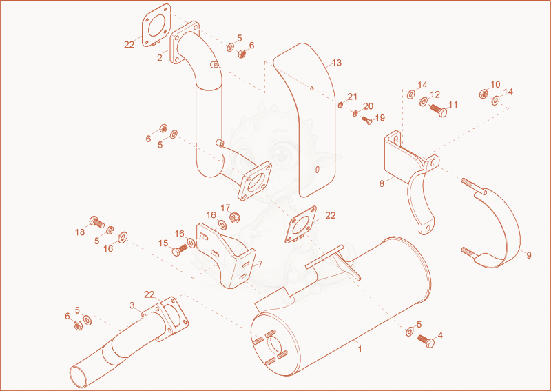 Exploded parts diagram of the exhaust of a Wacker Neuson 3501AB, with numbered balloons