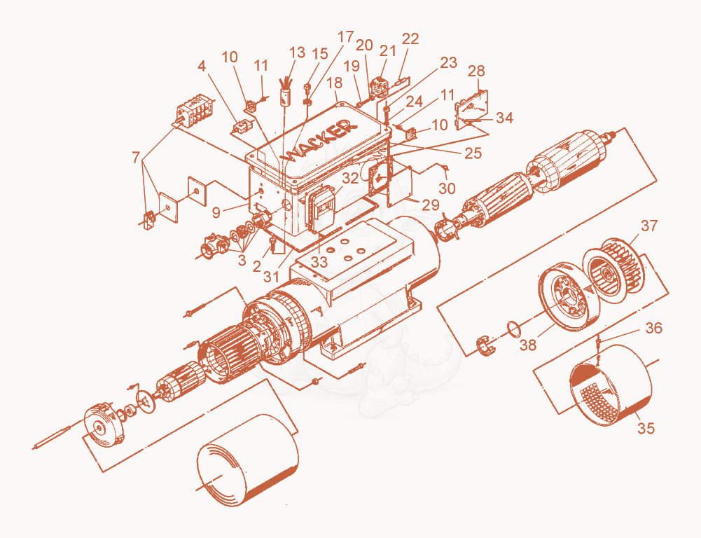 Exploded parts diagram of the Converter cpl. of a Wacker Neuson SFU10/200S, with numbered balloons