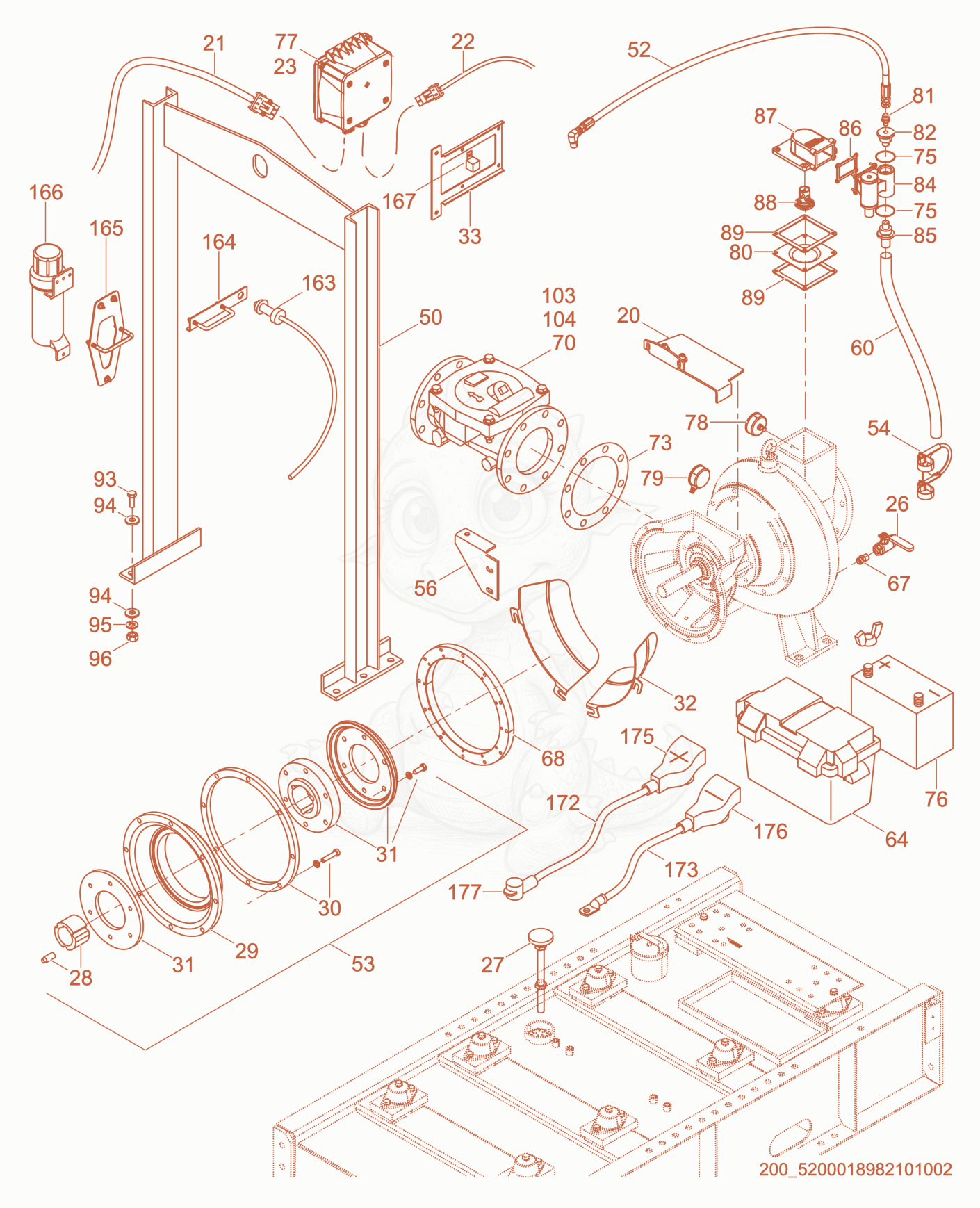 Exploded parts diagram of the Pump Mount of a Wacker Neuson APT6S, with numbered balloons