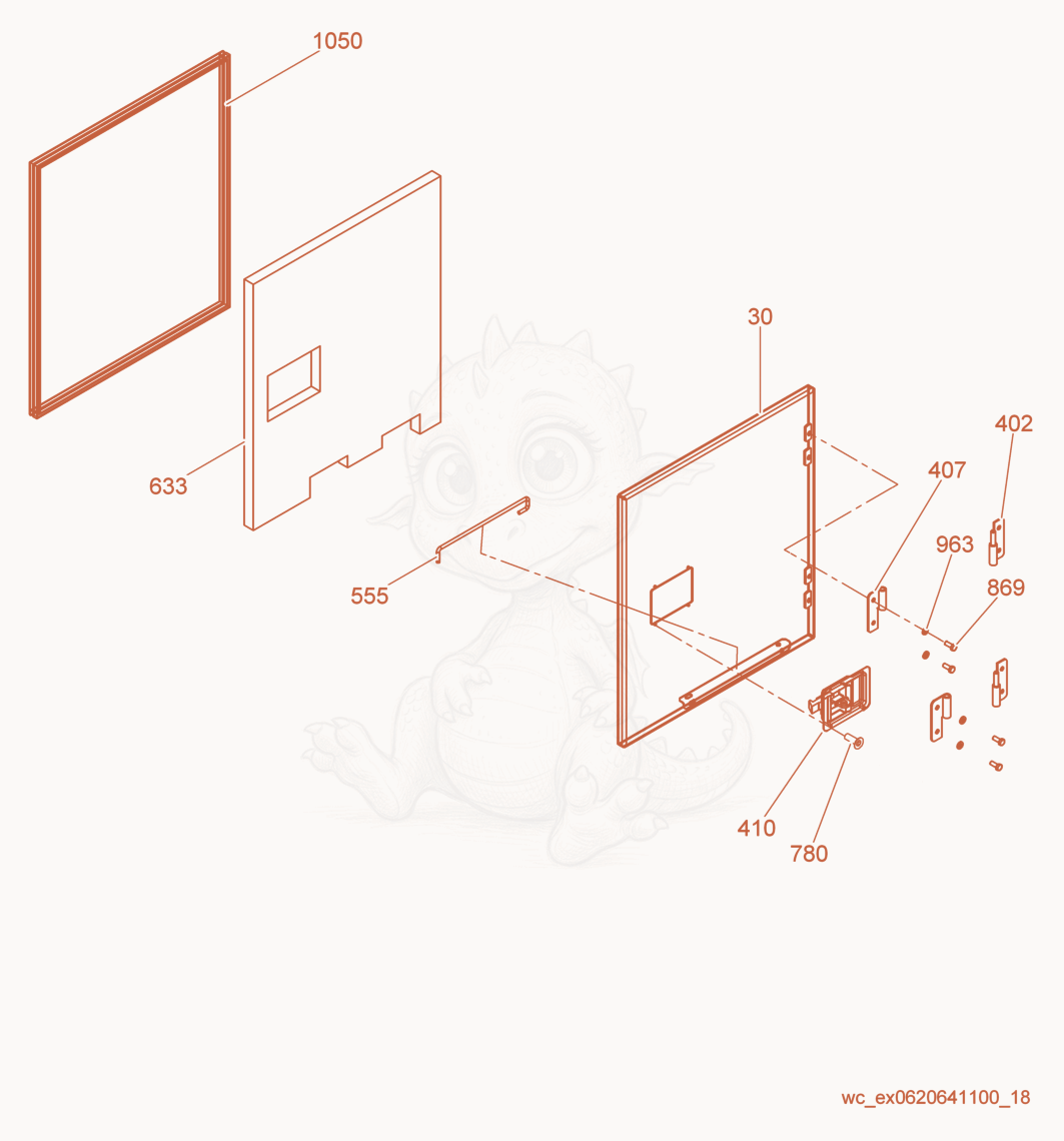 Exploded parts diagram of the Right Front Door of a Wacker Neuson G25, with numbered balloons