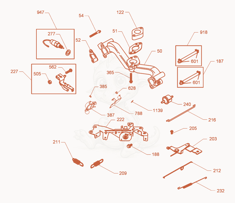Exploded parts diagram of the Manifold/Governor of a Wacker Neuson RD11V, with numbered balloons