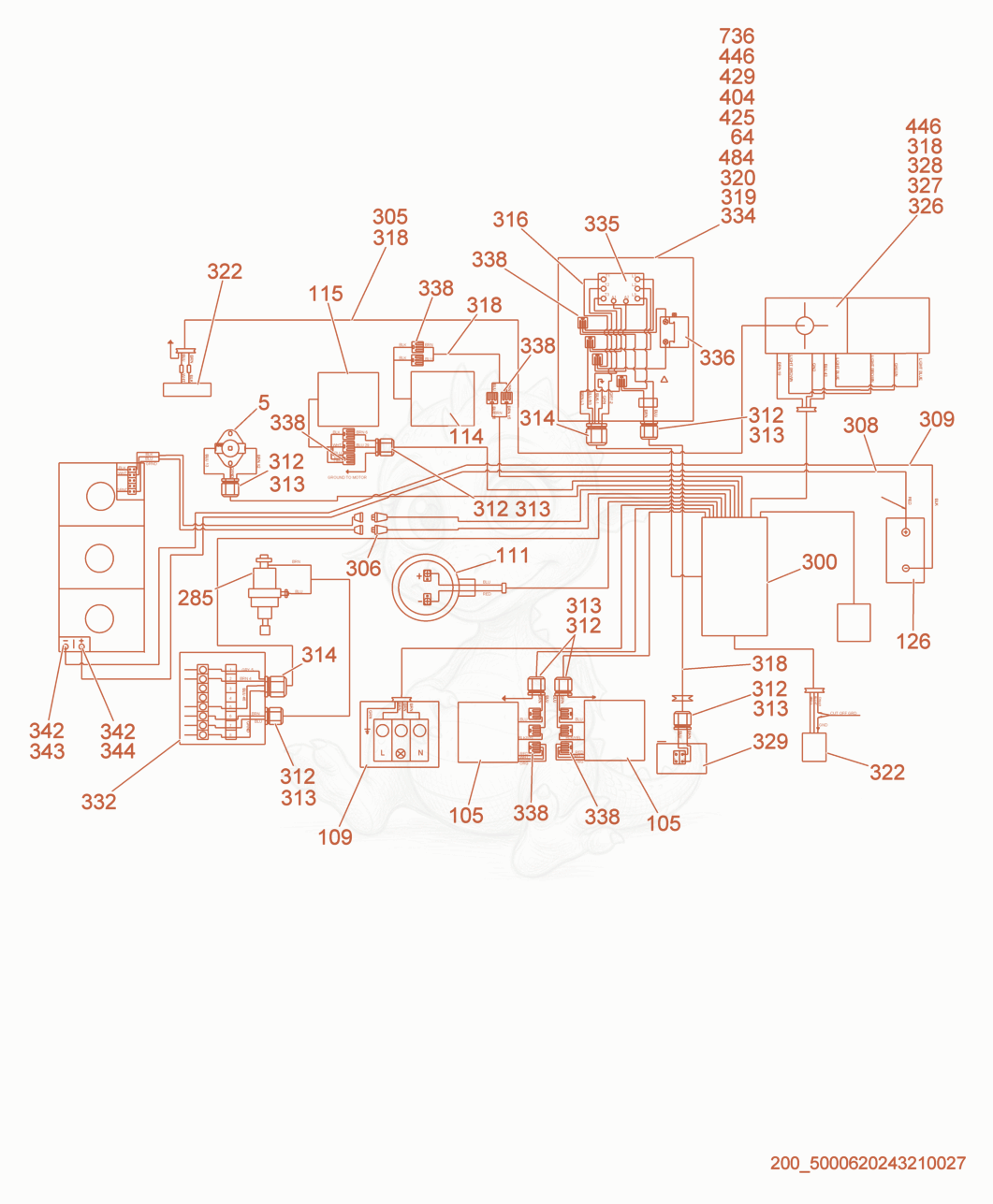 Despiece del Wiring Schematic de una máquina Wacker Neuson HSH650, con globos numerados