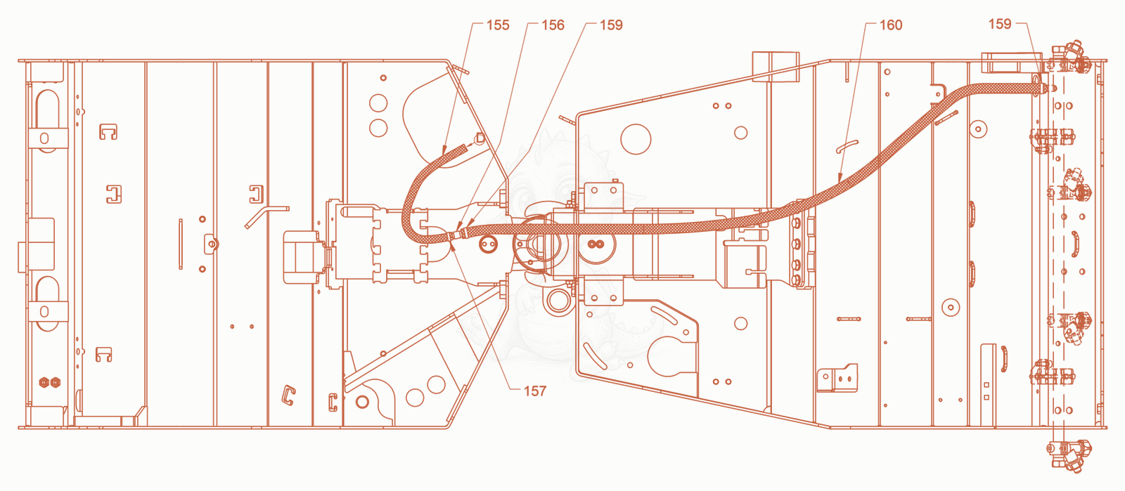 Exploded parts diagram of the sprinkling of a Wacker Neuson RD18-100C, with numbered balloons