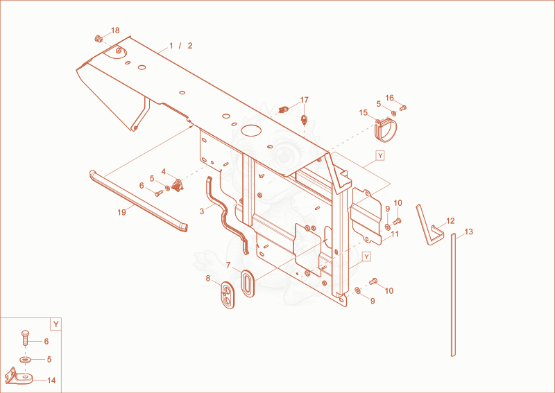 Exploded parts diagram of the REAR WALL of a Wacker Neuson ET58, with numbered balloons