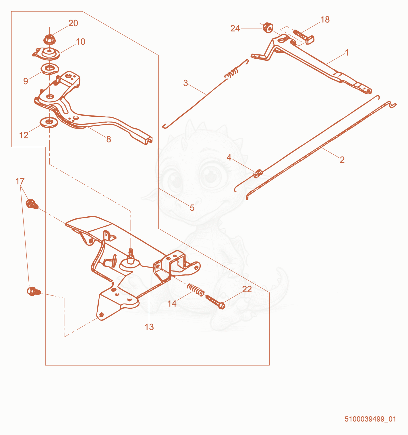 Exploded parts diagram of the Governor Control of a Wacker Neuson PT3A, with numbered balloons