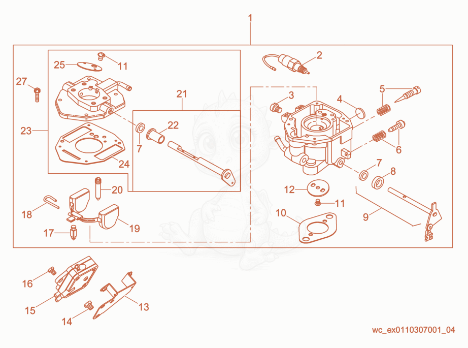 Exploded parts diagram of the Engine/Carburetor of a Wacker Neuson RD880V, with numbered balloons