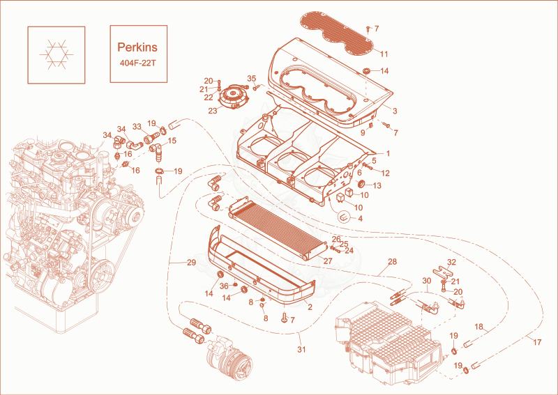 Exploded parts diagram of the AIR-CONDITIONING PLANT (OPTION) of a Wacker Neuson ET65, with numbered balloons