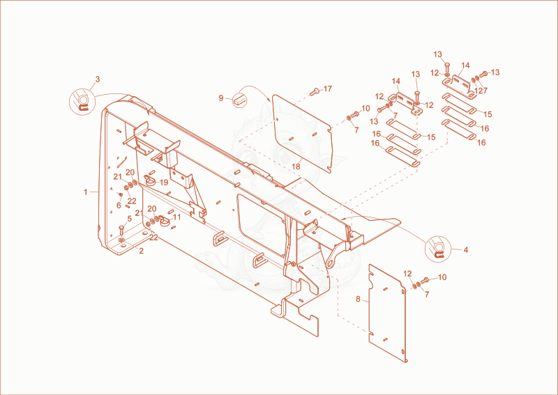 Exploded parts diagram of the seperating plate of a Wacker Neuson EZ80, with numbered balloons