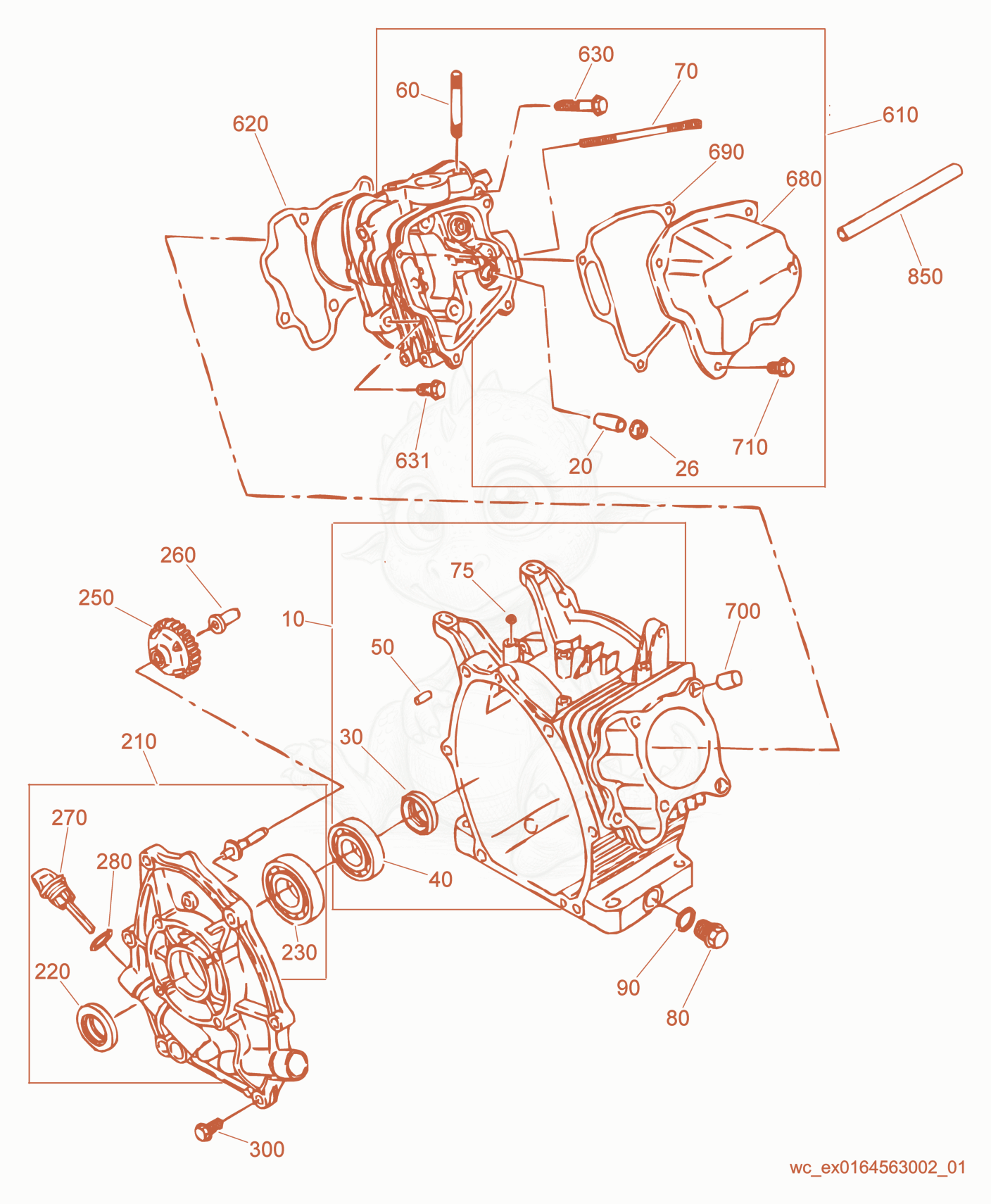 Exploded parts diagram of the Engine Block of a Wacker Neuson GP2600, with numbered balloons