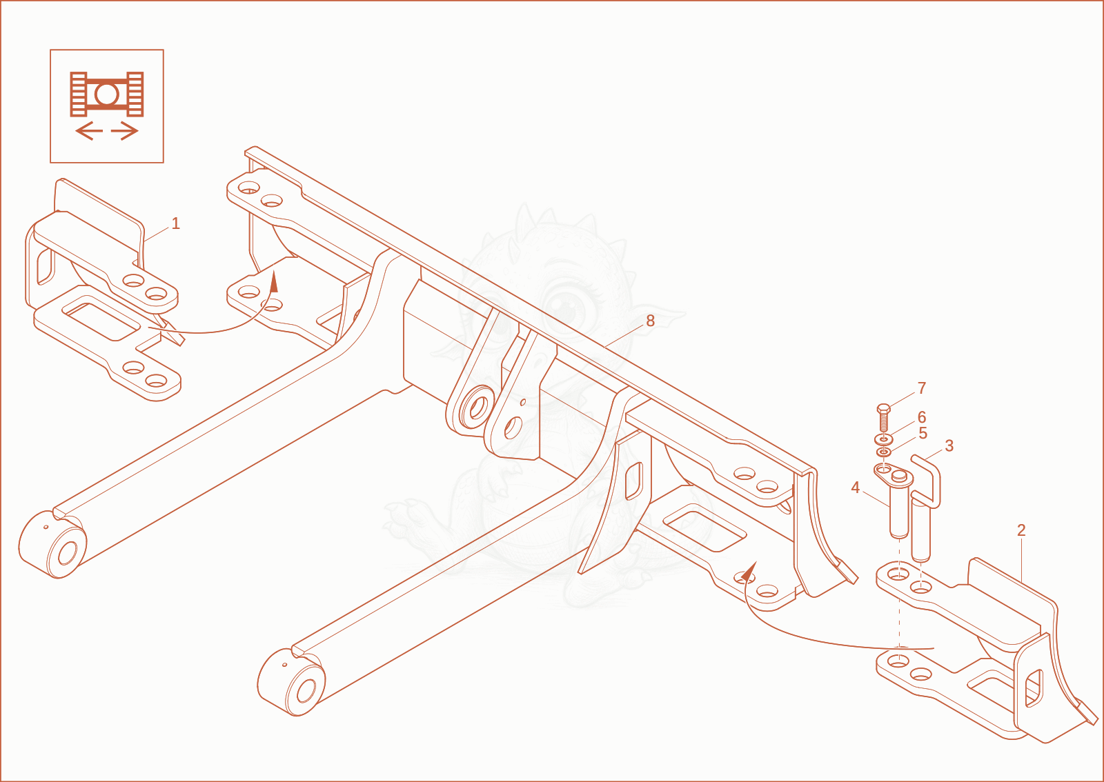 Exploded parts diagram of the DOZER BLADE BROADENING (OPTION) of a Wacker Neuson ET16, with numbered balloons