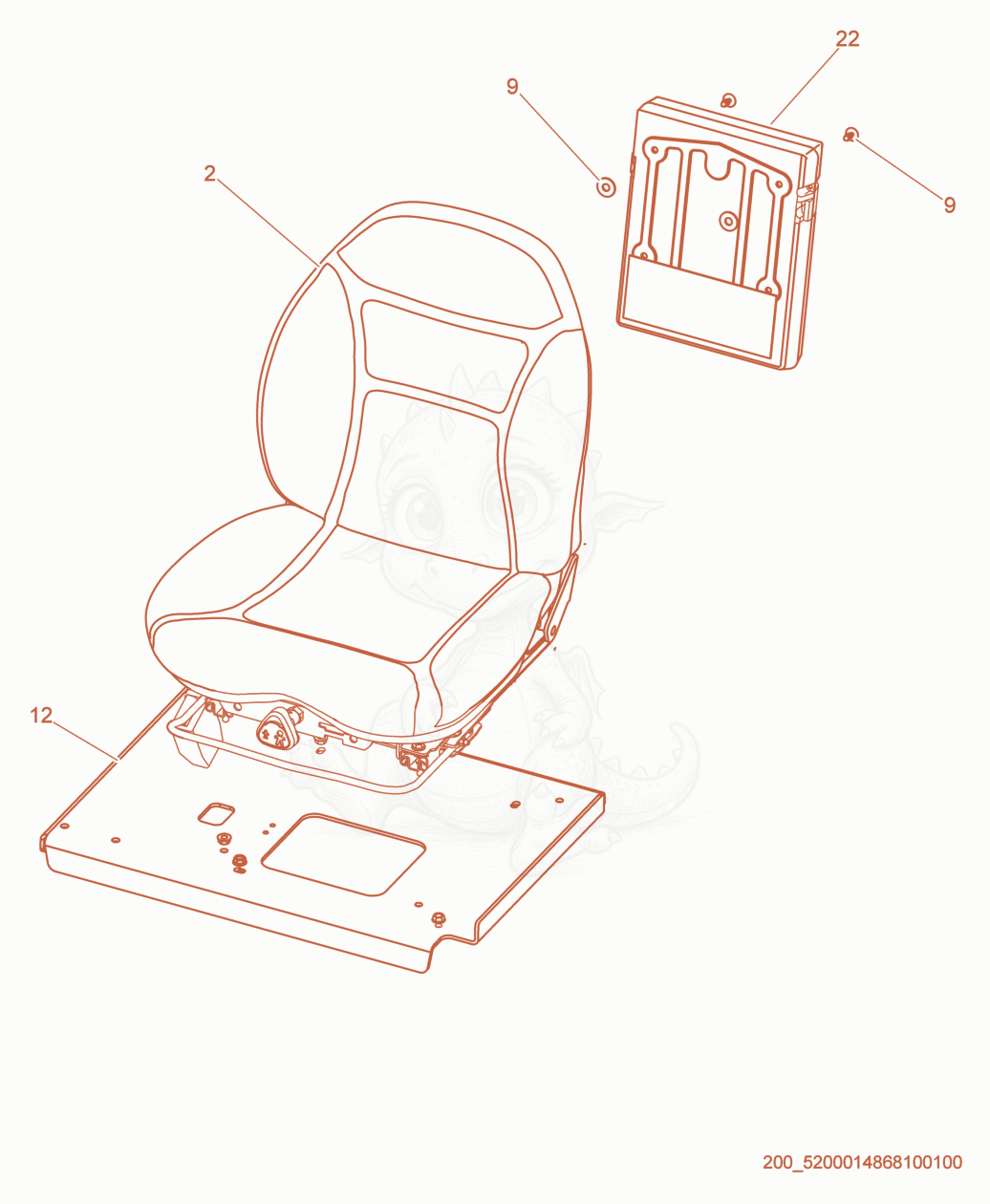 Exploded parts diagram of the Seat of a Wacker Neuson RD27-120, with numbered balloons