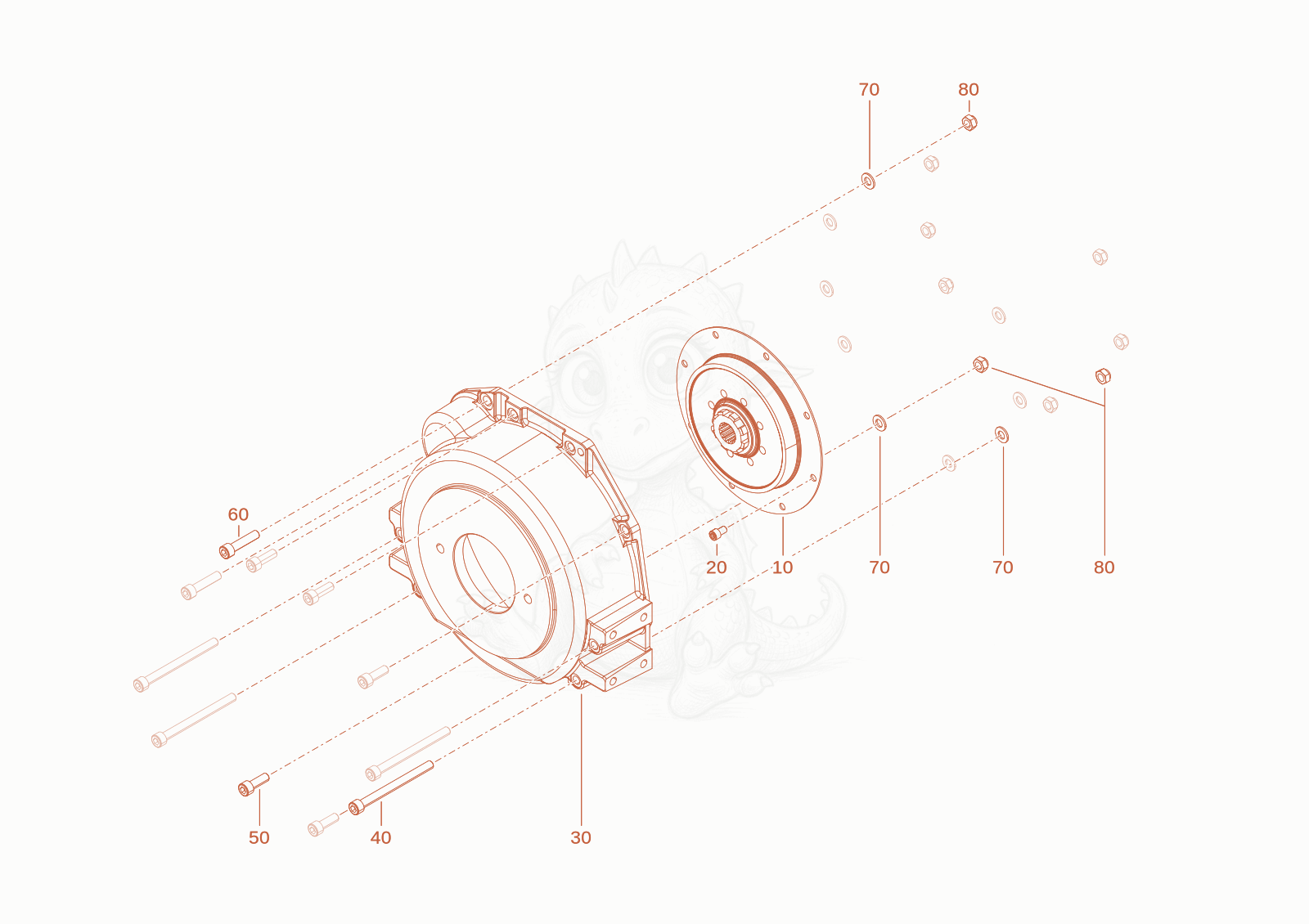 Exploded parts diagram of the coupling of a Wacker Neuson WL250(A02-01), with numbered balloons