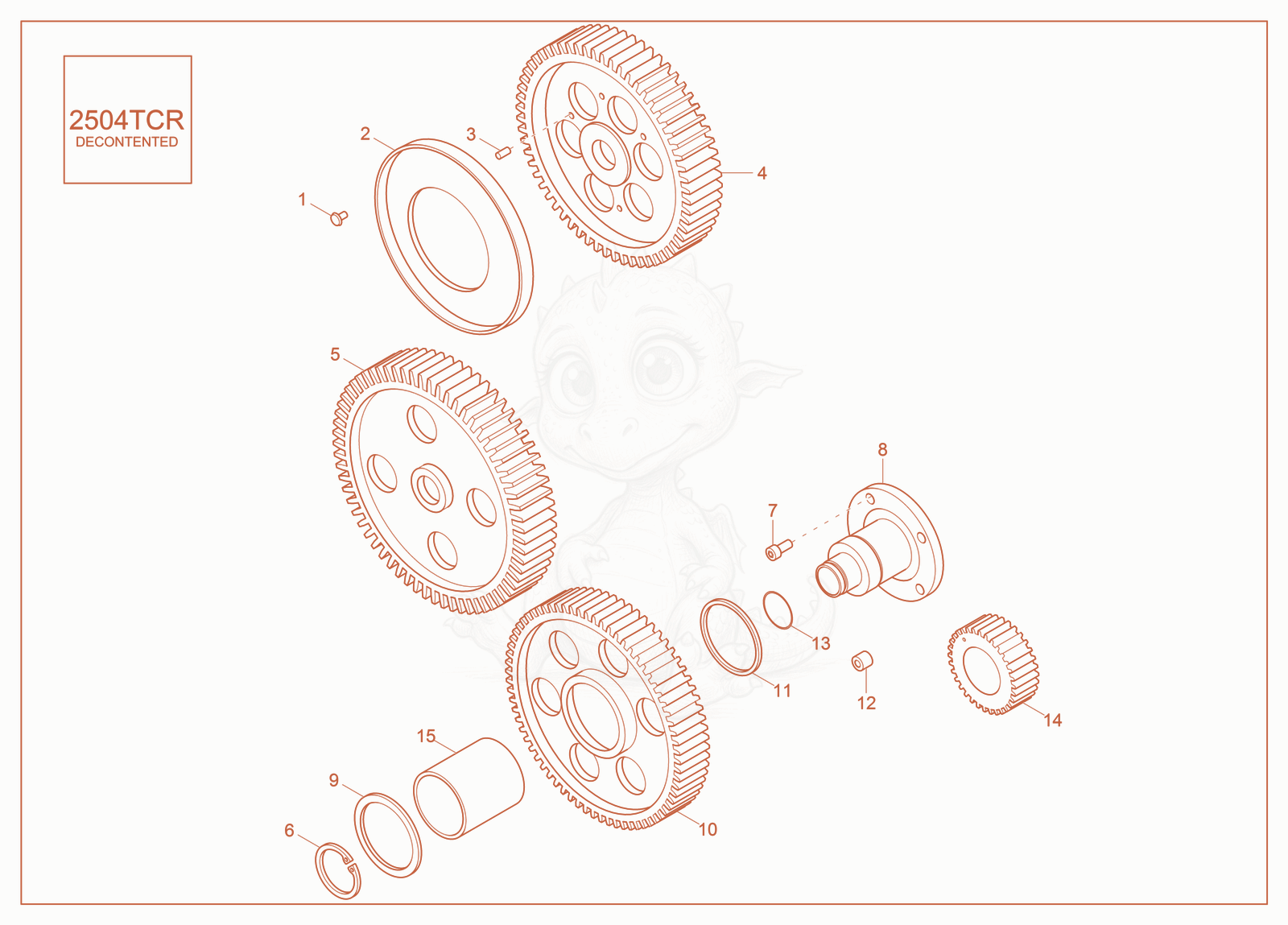Exploded parts diagram of the Timing Gear of a Wacker Neuson ST28(S05-5), with numbered balloons