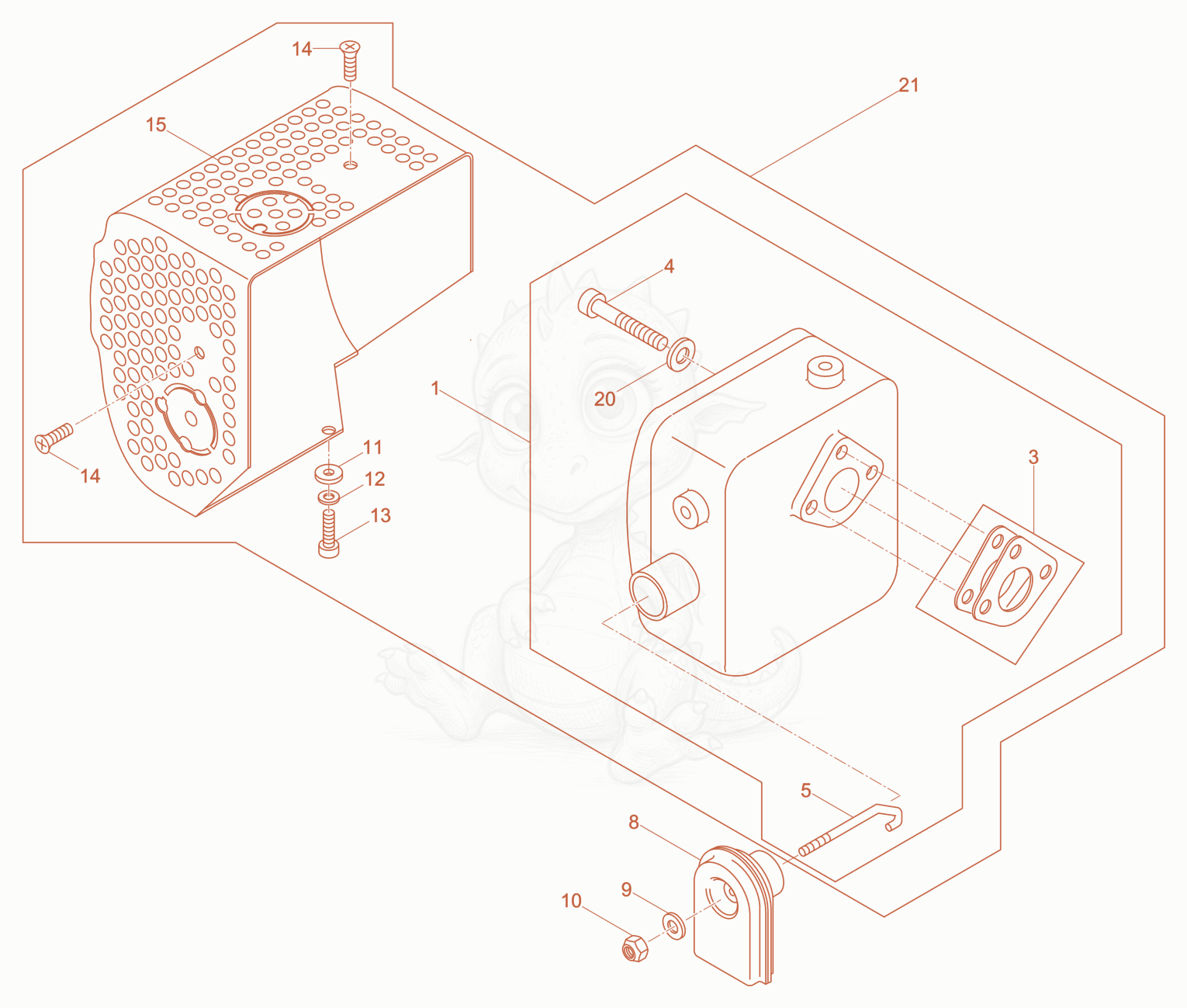 Exploded parts diagram of the Exhaust Silencer of a Wacker Neuson DPU2550H, with numbered balloons