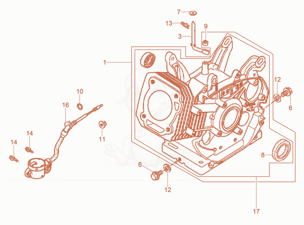 Exploded parts diagram of the Cylinder housing of a Wacker Neuson GV7003A, with numbered balloons