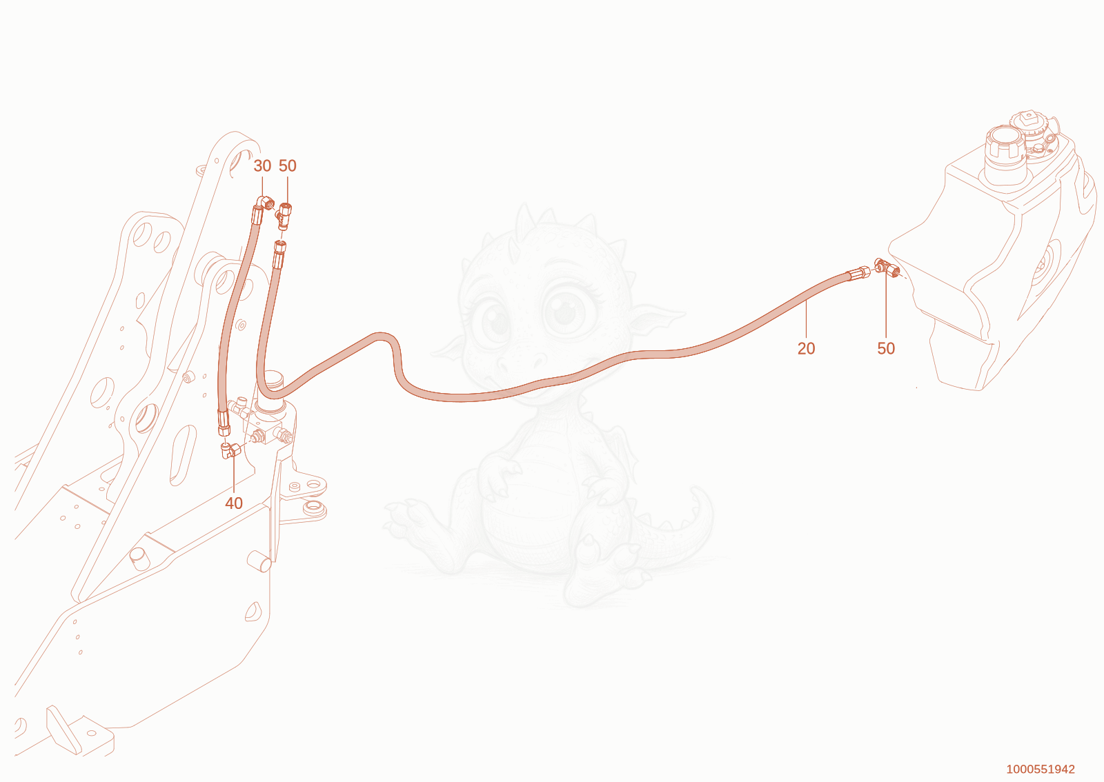 Exploded parts diagram of the leakoil line of a Wacker Neuson WL300E(A15-01), with numbered balloons