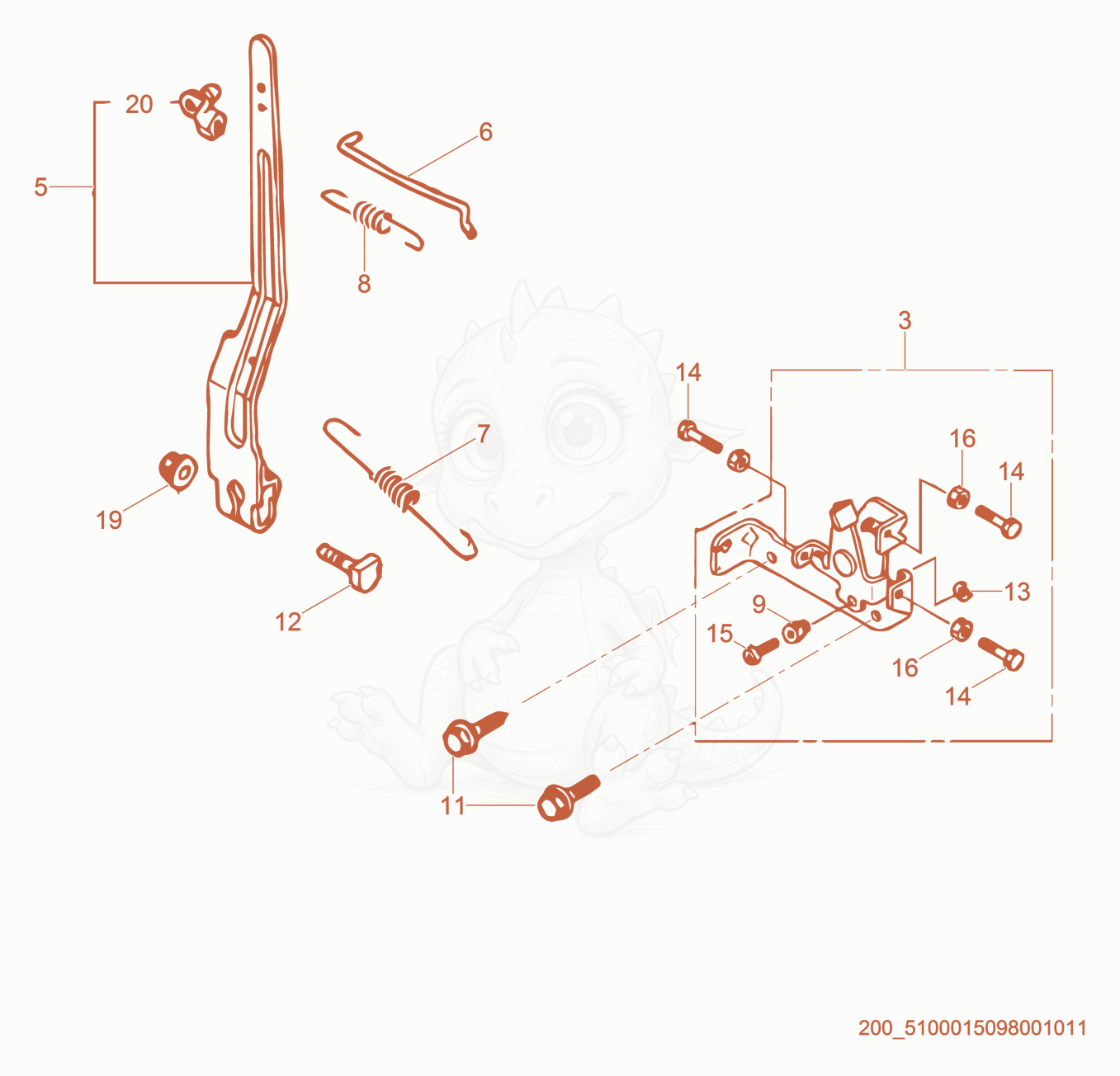 Exploded parts diagram of the Governor of a Wacker Neuson BS50-4AS, with numbered balloons