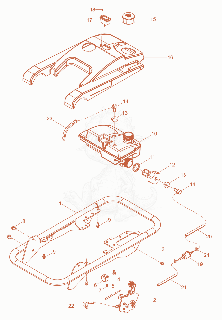 Exploded parts diagram of the Guiding frame cpl. of a Wacker Neuson BS70-211IN, with numbered balloons
