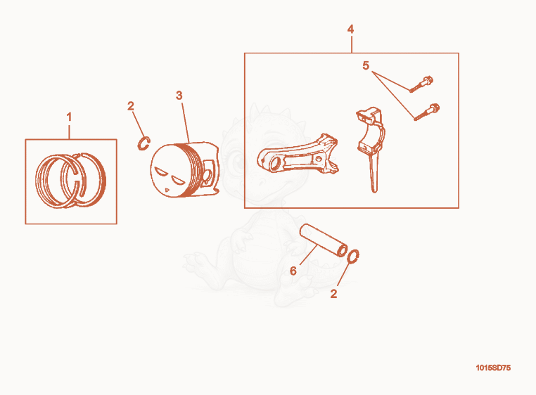 Exploded parts diagram of the Piston of a Wacker Neuson G3.3AI, with numbered balloons
