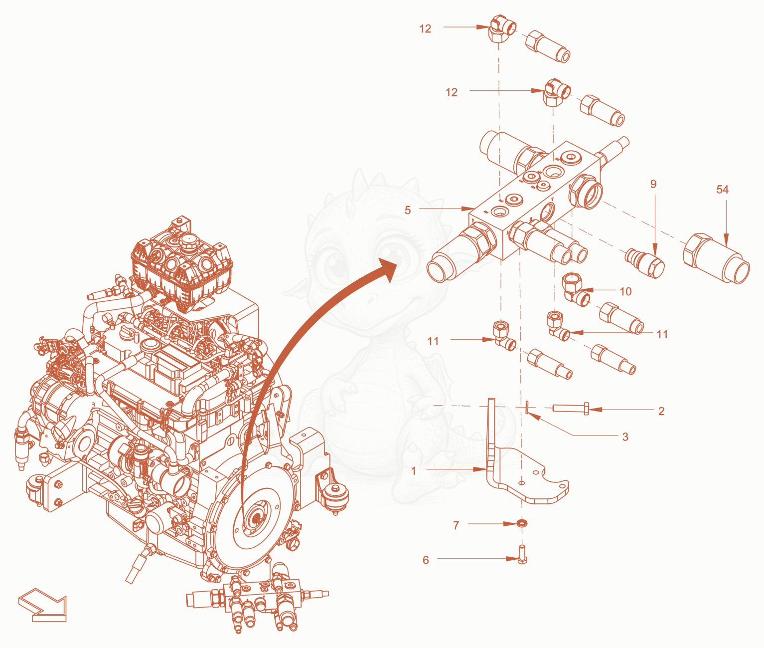 Exploded parts diagram of the hydraulic oil tank of a Wacker Neuson RC110USROPS, with numbered balloons
