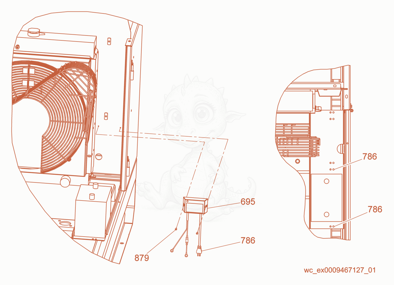 Exploded parts diagram of the Option-Battery Charger of a Wacker Neuson G70, with numbered balloons