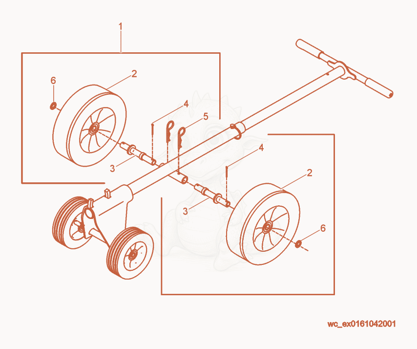 Exploded parts diagram of the Wheel Kit of a Wacker Neuson CRT48-31V-ES, with numbered balloons