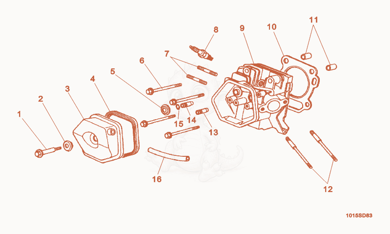 Exploded parts diagram of the Cylinder Head of a Wacker Neuson G3.3A, with numbered balloons